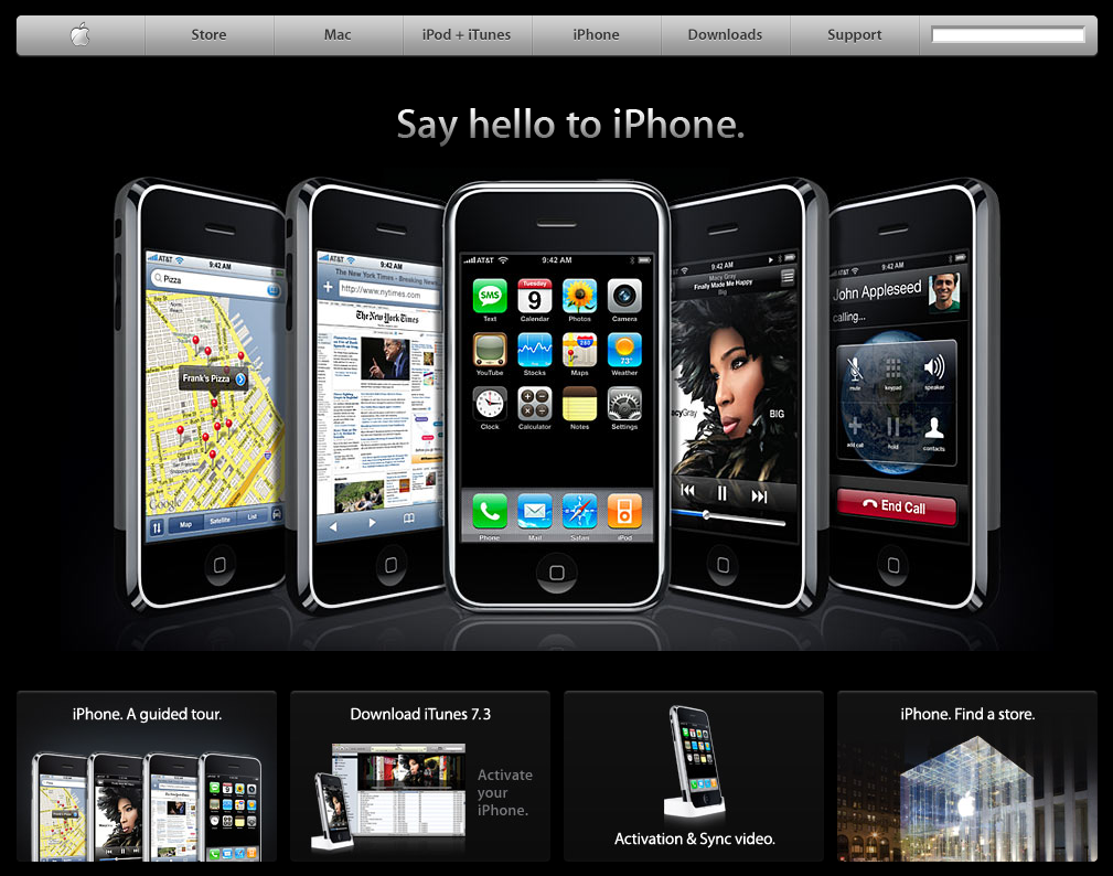 Apple.com iPhone showcase (2007)